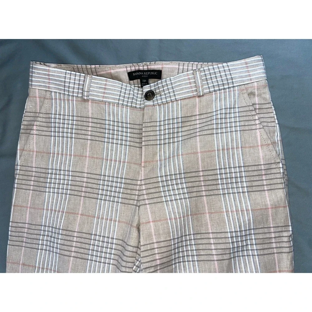 Banana Republic Avery Fit Linen Blend Cuffed Trouser Pants. Women's 2P, MINT!